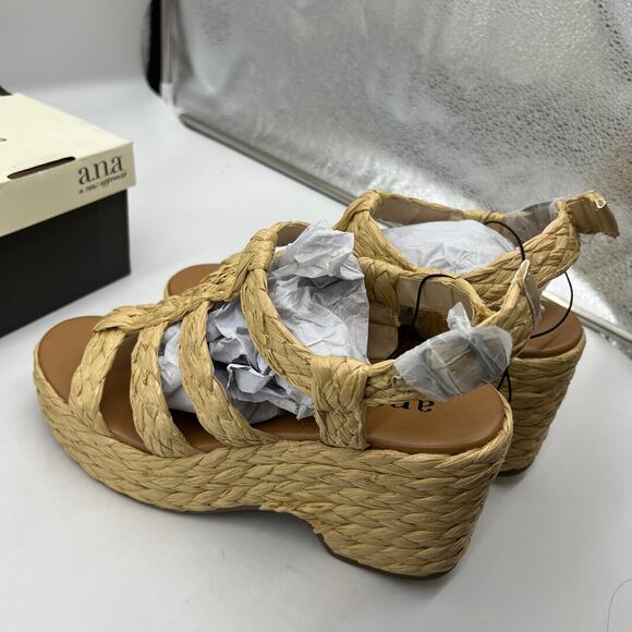 a.n.a Womens Merlin Wedge Sandals Brown Natural Size 9.5M - Picture 8 of 13